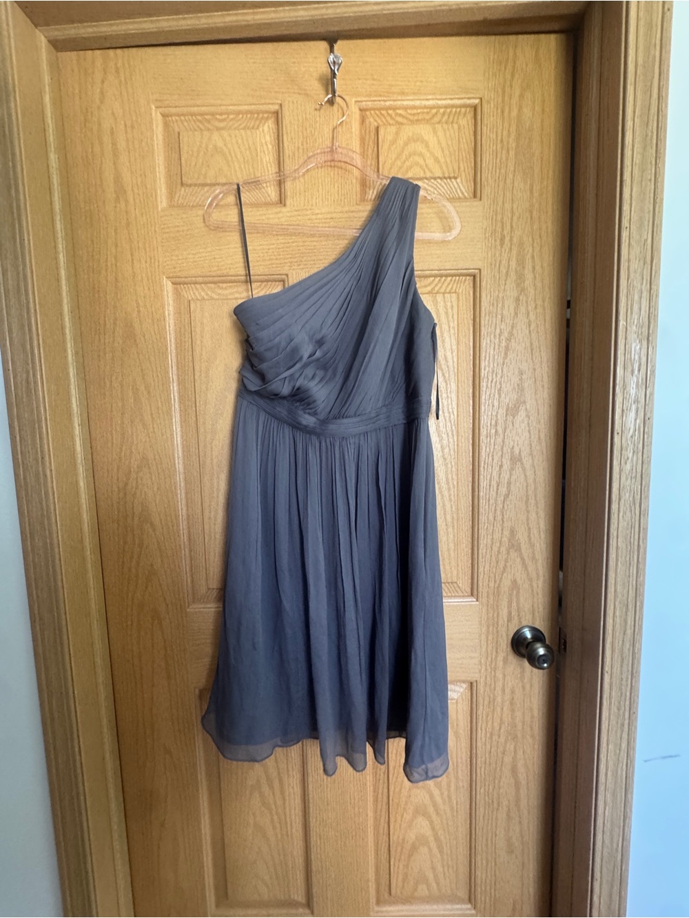 J. Crew One-Shoulder Gray Chiffon Cocktail Dress